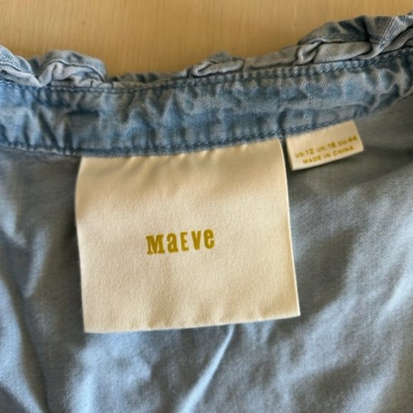 Anthropologie Maeve Ruffle Chambray Top - Picture 9 of 10